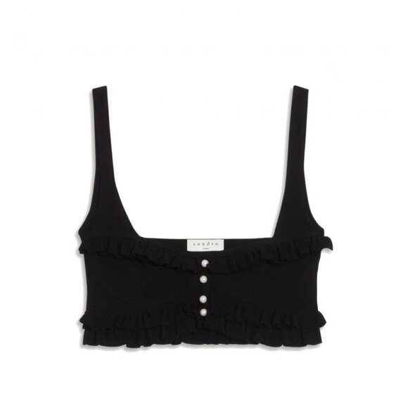 Sandro Tops - Sandro Black Ruffle Crop Top